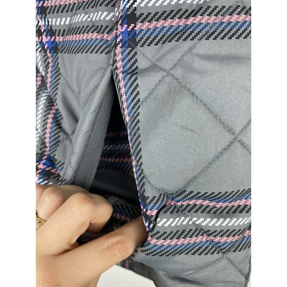 D&Co. Womens Quilted Vest Size XS Plaid Gray Pink Zip Up - Picture 5 of 7